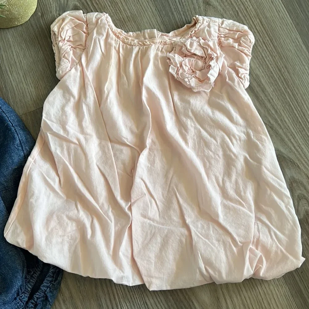 ((2 PIECE)) BABY GAP BABY GIRL 6-12 MONTH SUMMER OUTFITS PINK AND CHAMBRAY